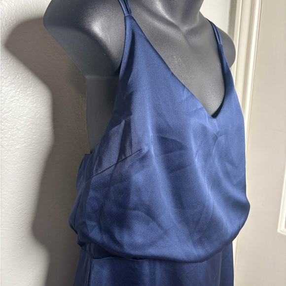 Lulu's Navy Satin Ruffle Mini Dress - Picture 10 of 15